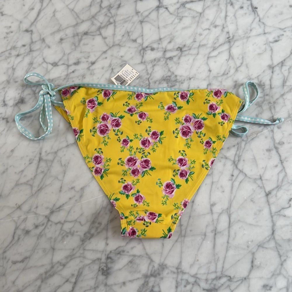 NWT Wetseal Multicolored Rose Plaid Tie String Bikini Bottom XL - Picture 3 of 6